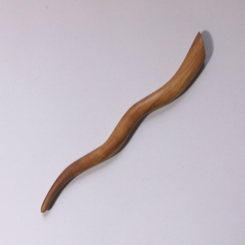 Olivewood wavy hairstick handmade by Natrual Craft for Longhaired Jewels